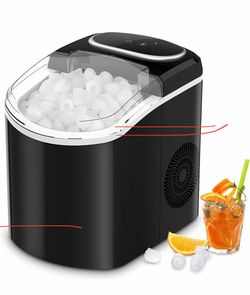 Portable Ice Maker with 26lbs/24Hrs, 9 Cubes Ready in 7 Minutes, Self Cleaning,