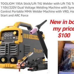 New in box TOOLIOM 195A Stick/Lift TIG Welder with Lift TIG Torch 110V/220V Dual Voltage Welding Machine with Synergic Control Portable MMA Welder Mac