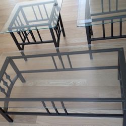 Glass Coffee Table and End Tables Set (3 Pieces)