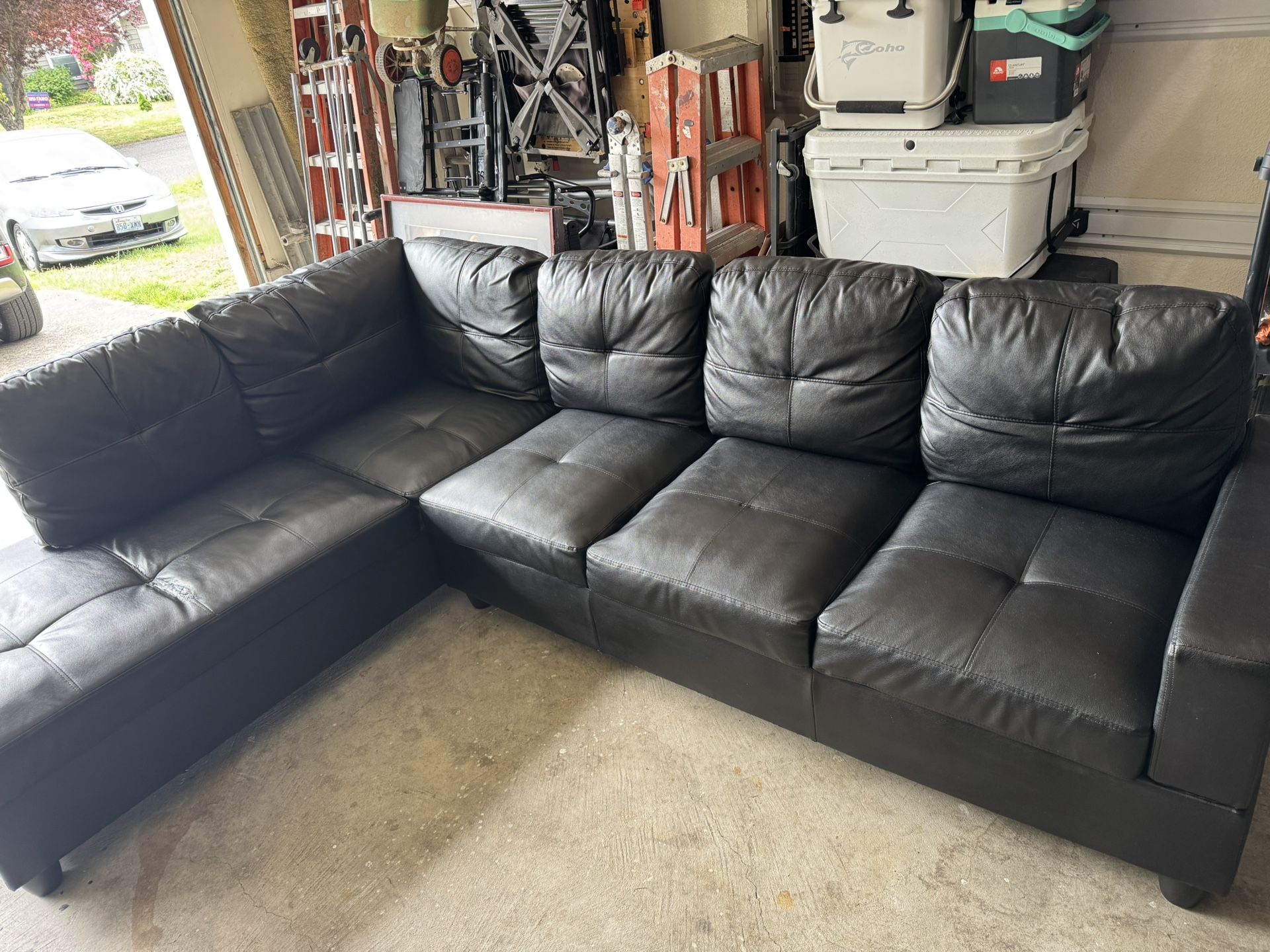 Black Leather Sectional