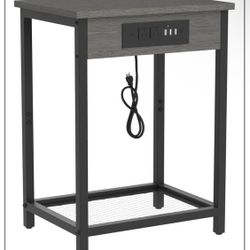 Nightstand Charging Station Bedroom End side Table living room farmhouse power outlet USB