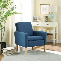 Modern Accent Fabric Chair Single Sofa Upholstered Arm Chair Living Room Furniture (Blue)