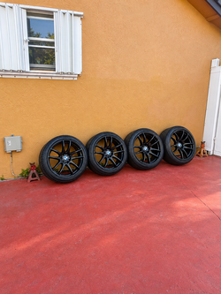 19” BMW M3 Style Gloss Black Wheels & Tires Staggered Set of 4