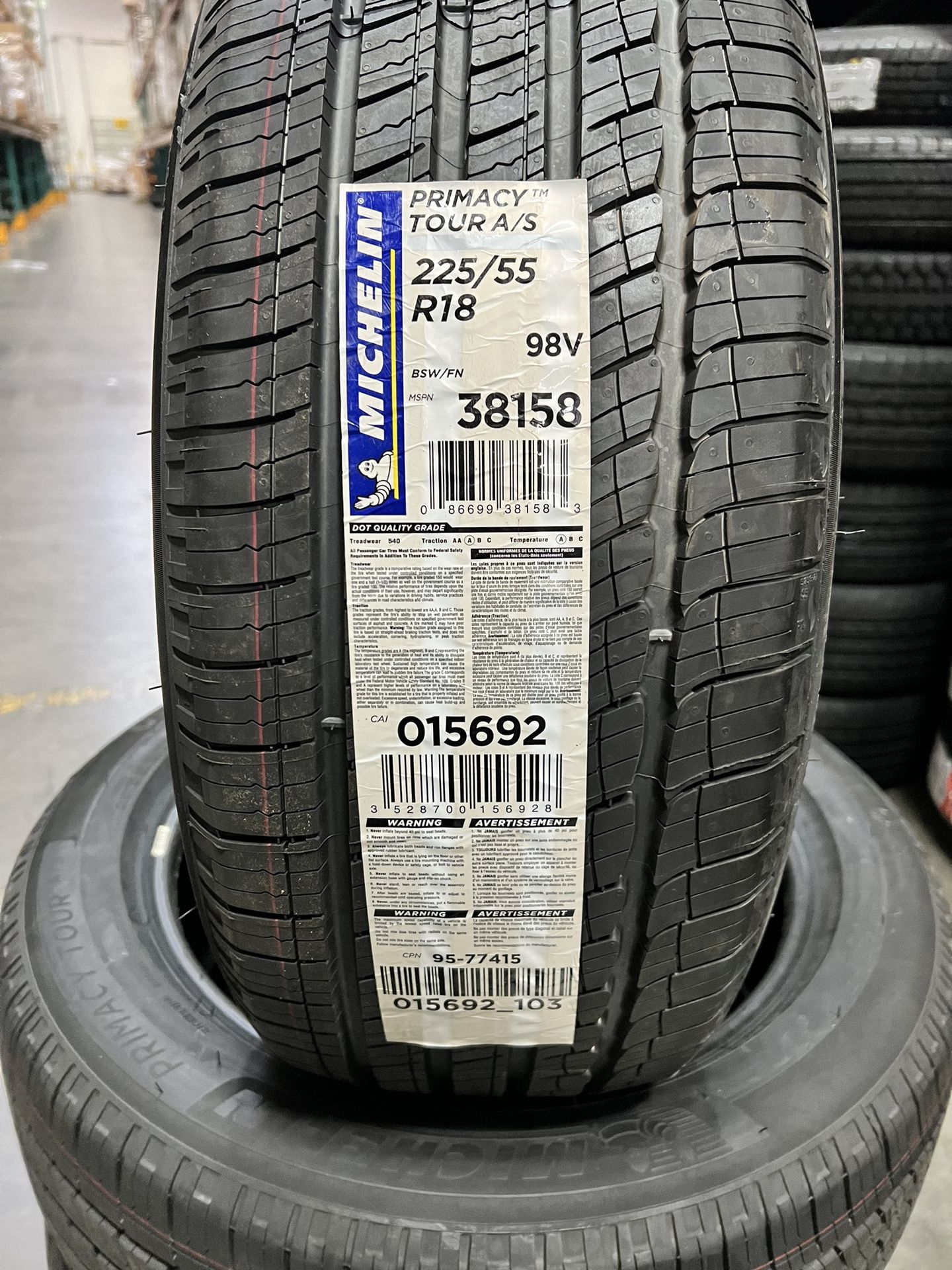 NEW TIRE MICHELIN A/S 225/55R18 98V OBO for Sale in City Of Industry ...