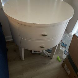 Two Drawer White Side Table 