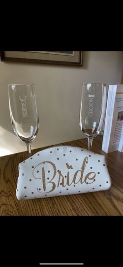 Wedding Toasting Glasses, Small Bride Makeup Bag