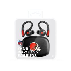 Cleveland Browns wireless earbuds with recharging case.