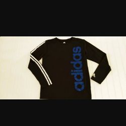 Adidas boys size M 10-12 black climate long sleeve shirt 