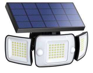 Solar Outdoor Lights, Motion Sensor with Dual Sensors Waterproof Solar Flood Lights 270°Wide Angle for Outside with 3 Modes