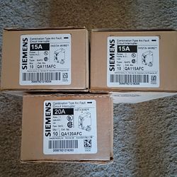 Siemens 15 And 20 Amp CAFCI Breakers