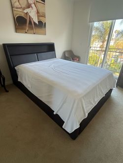Queen Dark Brown Storage Bed with Pair of Matching Nightstands