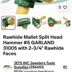 Rawhide Mallet Split Head Hammer #5 GARLAND 31005 with 2-3/4" Rawhide 