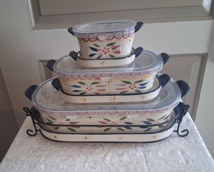 Temp-tations By Tara Old World Confetti 3 Piece Baking Serving Nesting Bowl Set