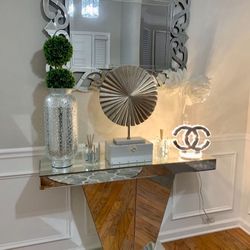 Mirrored Console Table And Mirror Set