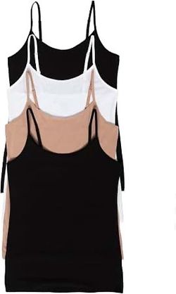 Air Curvey 4 Pack Camisole Tops for Women Basic Undershirt Camis Basic Undershirt Tanks, Adjustable Spaghetti Straps, Seamless, Soft Layering Top