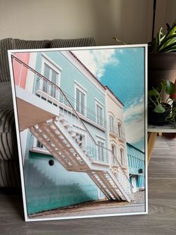 Framed Canvas Wall Art – Pastel Architecture