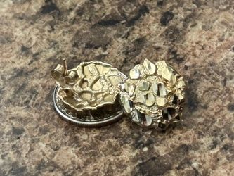 10k solid gold Large diamond cut nugget earrings
