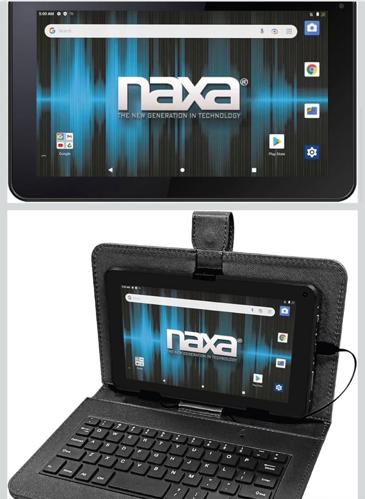 Naxa Android 11 Tablet with 7” HD TN Screen and USB Keyboard Case