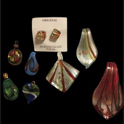 Moreno Glass Pendants And Earrings Lot