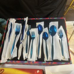 Blue Silverware Set
