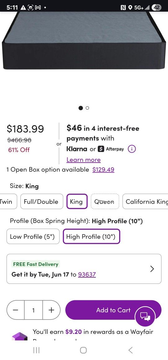 King High Profile Box Spring