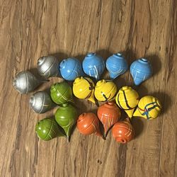 WOODEN SPINNING TOPS TOYS / TROMPOS (ROPE INCLUDED) 