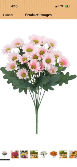 48 pcs  7Branch Artificial Chamomile Flowers,Premium Faux Daisies for Patio(Pink)