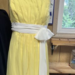 Beaded Bodice Bow Tied Chiffon Dress