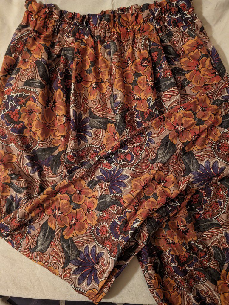 Pretty and Very Light Weight Pants Size Large by Stacey Michaels in USA. Waist 28" - 32", Hips 46", Inseam 30", 2 Side Pockets. Your Top Could Be Most