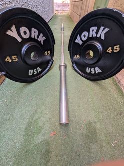 45 lb York plates with 45lb Olympic barbell  weight