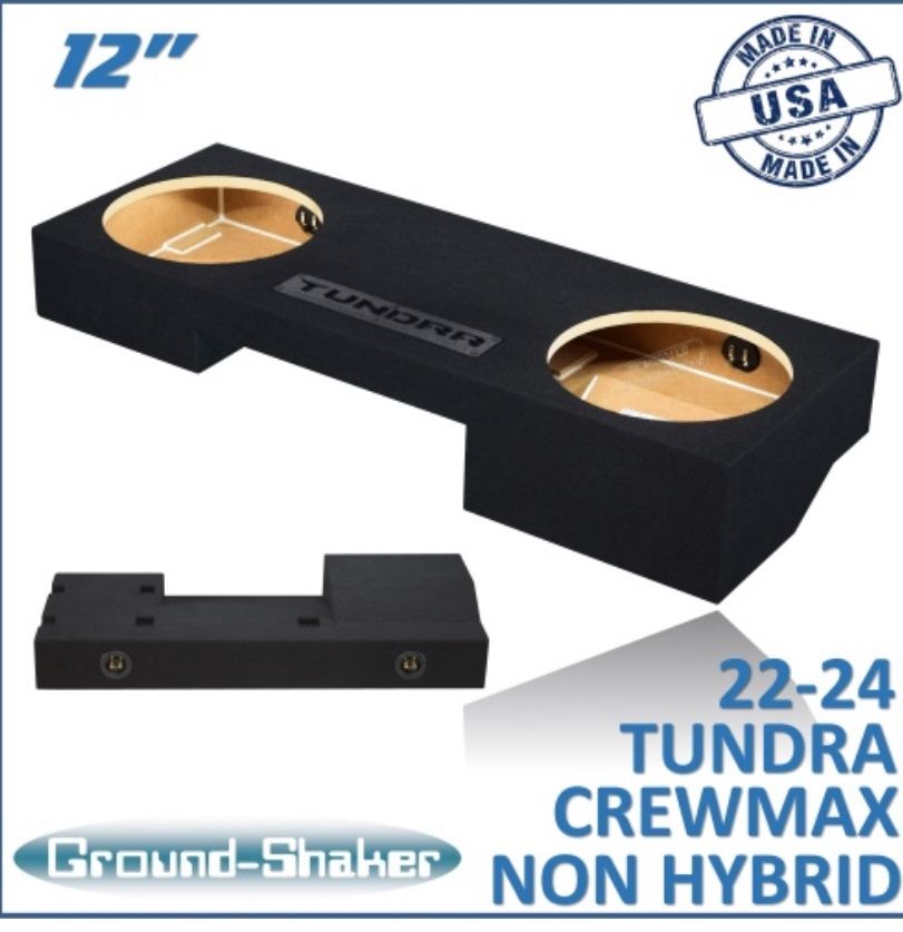 Black 12" Dual Sealed Sub Box, Fits 22-24 Toyota Tundra Crew-Max (Non-Hybrid)