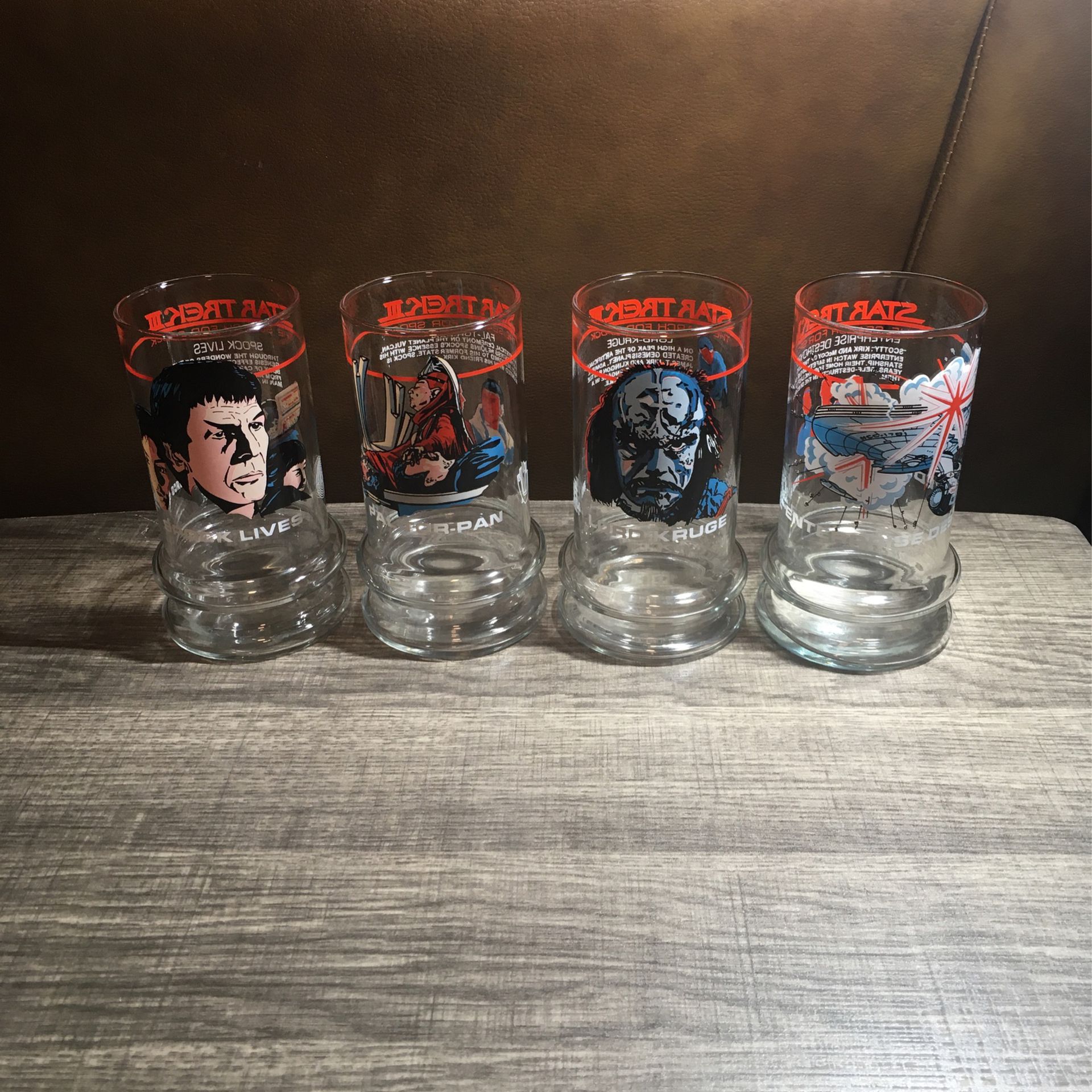 Paramount Pictures Corp. ~ 1984  Vintage Taco Bell Star Trek III ~ The Search For Spock Complete Set Of 4 Drinking Glasses 