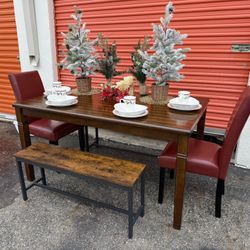 Dining Kitchen Table With 2 Chairs And 2 Benches