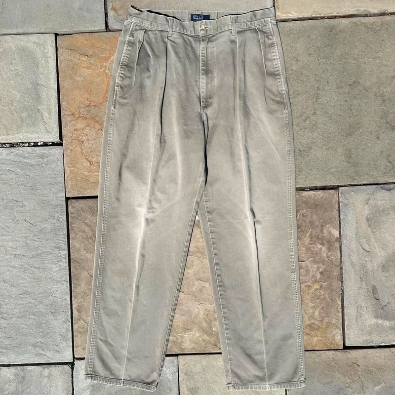 Vintage 90s Polo Single Stitch Pleated Trouser Made in USA