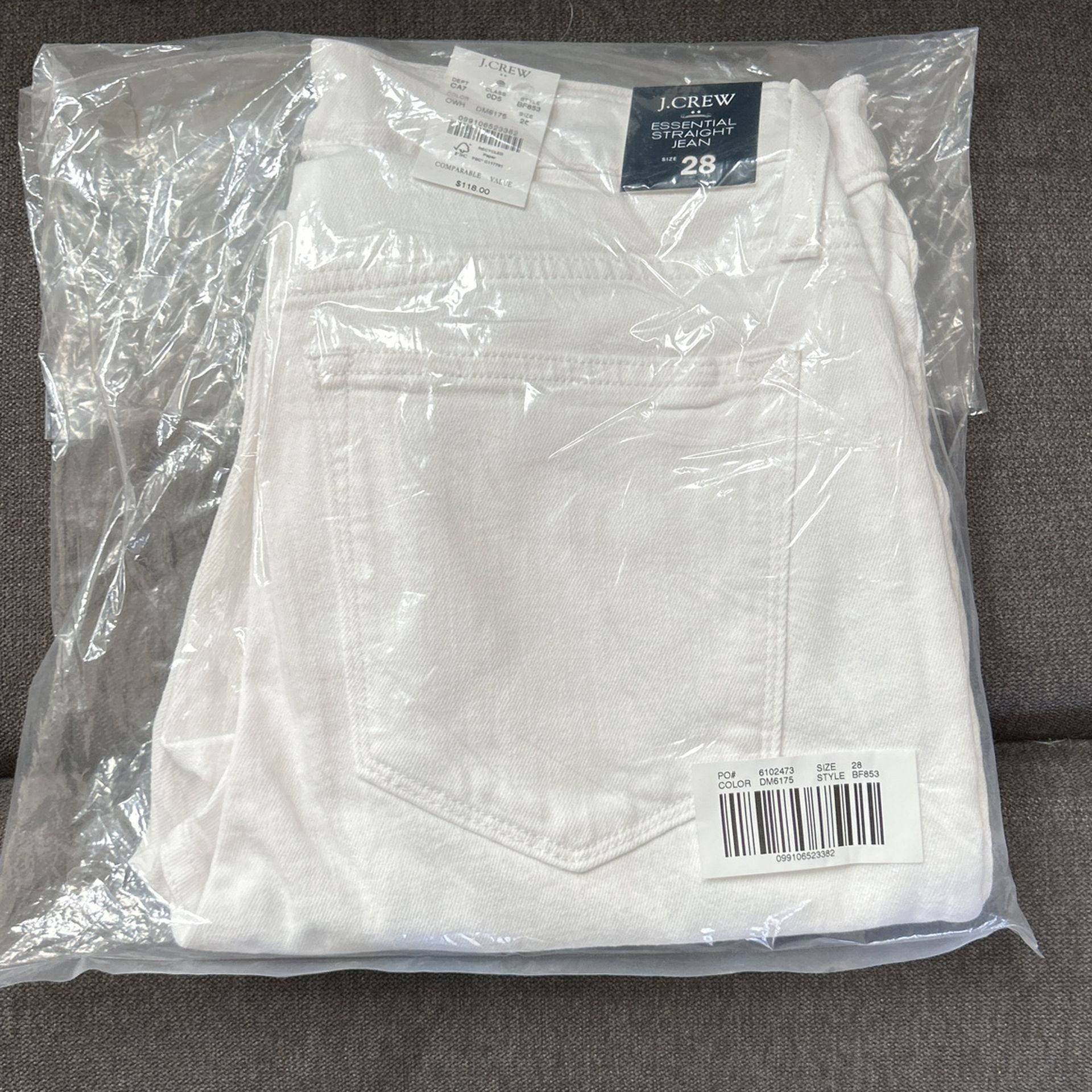 J Crew Essential Straight Jean White Size 28