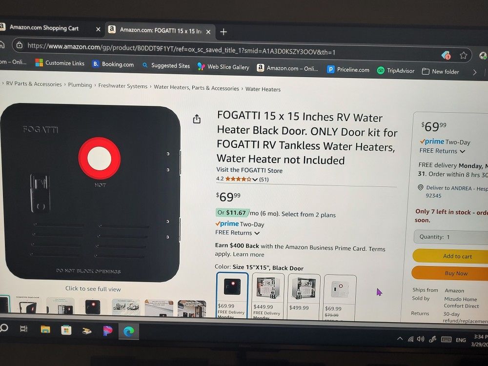 RV Water Heater Black Door 