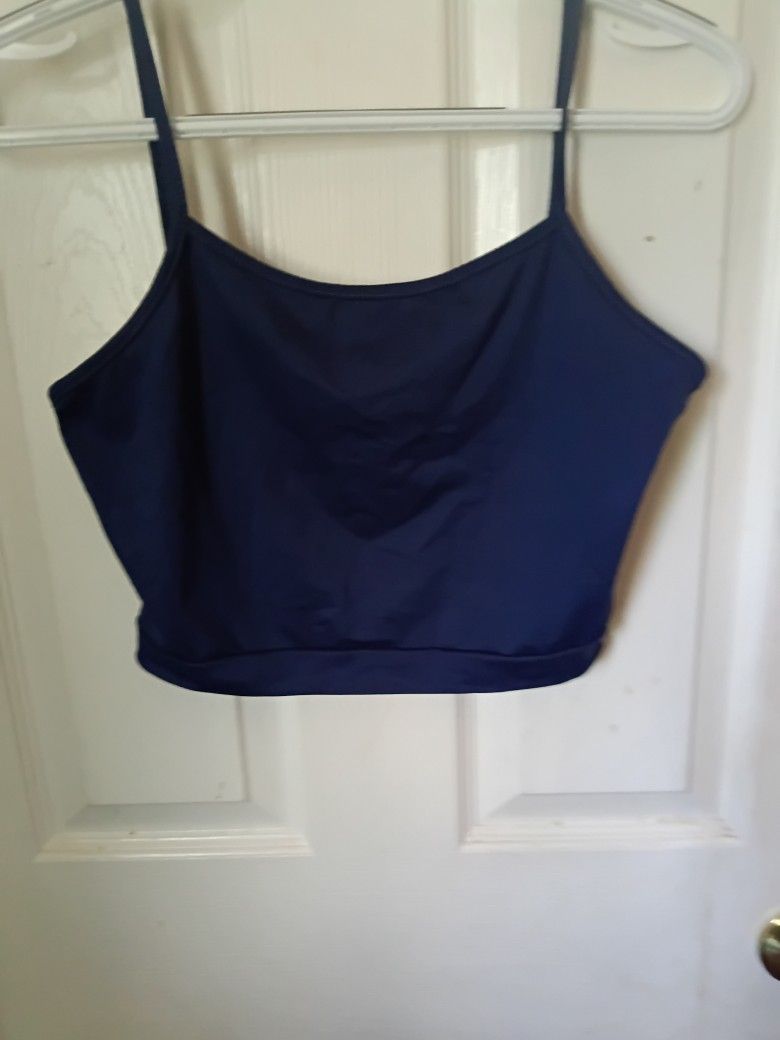 Navy Blue Cropped Tank Top (Size Small)