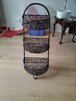 Three tier wicker basket