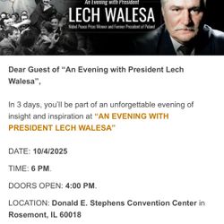 Tickets To An Evening w Lech Walesa 