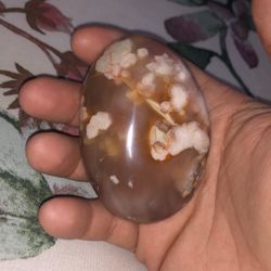 Natural Snowflake Cherry Blossom Agate Crystal Sphere Reiki Stone Healing
