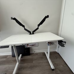 Electric Standing Desk + Dual Monitor Mount – Bundle – $90