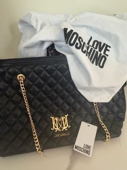 Love Moschino Black Quilted Chain Tote Bag