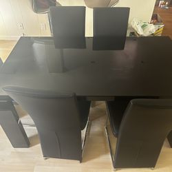 New Black Glass Dining Table 