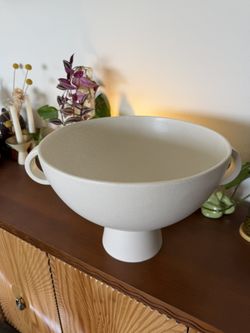 14.5” Crate And Barrel White Large Pedestal Bowl