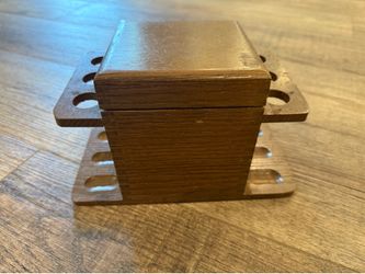 Vintage Wood Six Pipe Holder Aztec Humidor Walnut