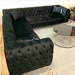 🔥 DISCOUNT 🔥L Shaped Black Sectional 👉$53 GetNowPayEasily 