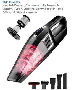 Evekas Handheld Cordless Vacuum with Rechargeable Battery Multiple Attachments