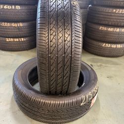 215/55/18 BRIDGESTONE 2 TIRES SEMI NEW - DOT 2024