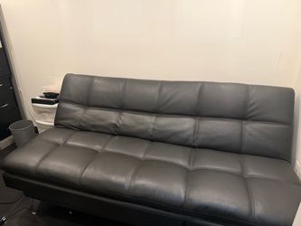 Gray Faux Leather Futon Sofa Bed