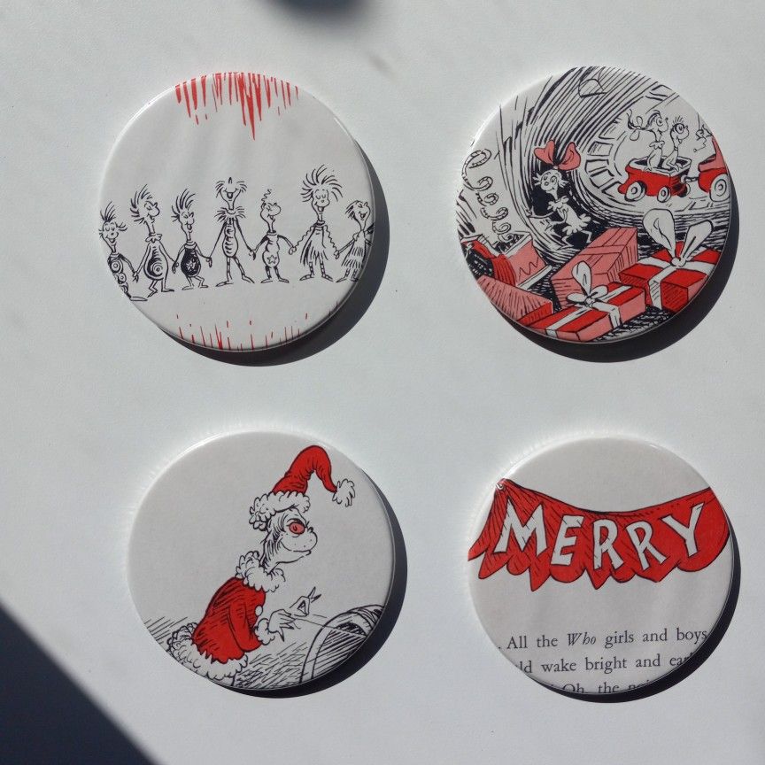 NEW Set of 4 How The Grinch Stole Christmas coasters/ Holidays Decor/ Kitchen Trivet